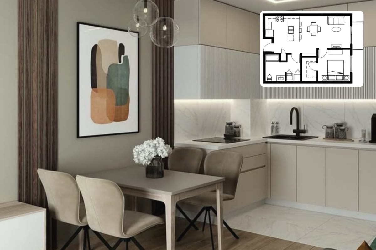 Mẫu thiết kế phòng bếp chung cư nhỏ đẹp, phù hợp căn hộ 60m2