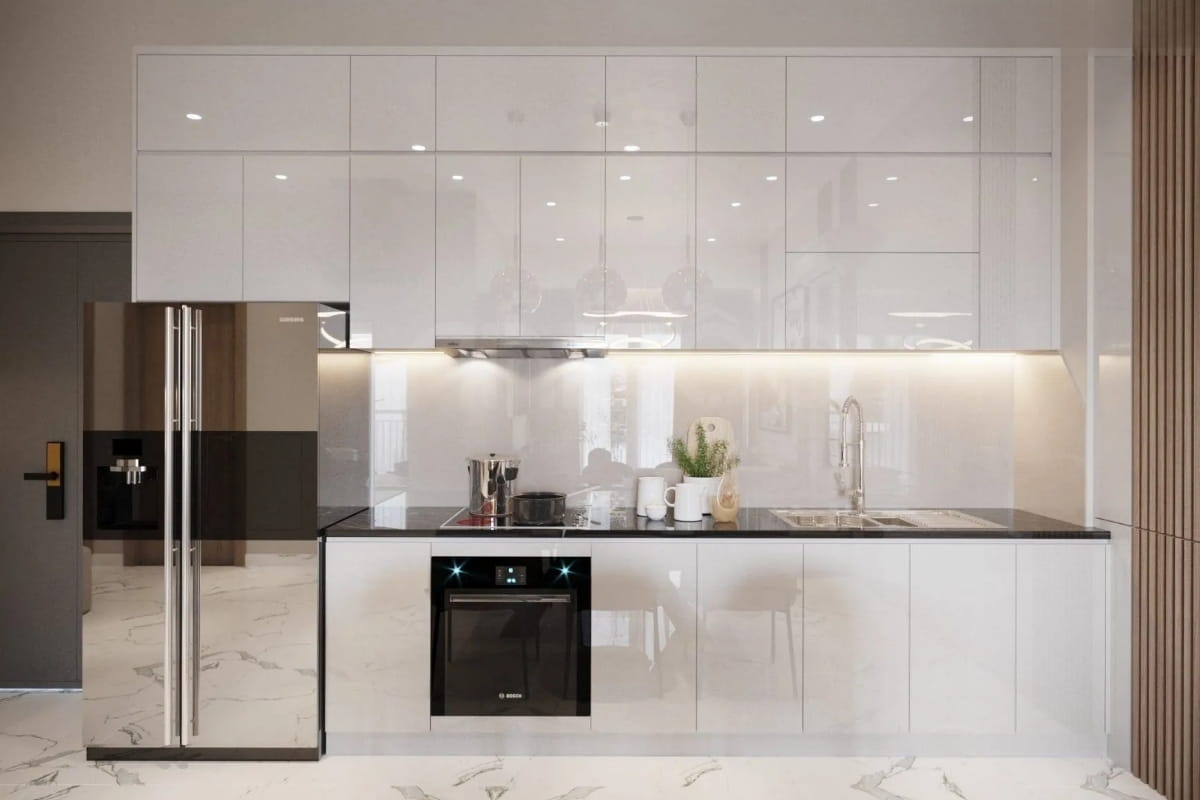 Mẫu bếp chữ I đẹp với nội thất tối ưu không gian