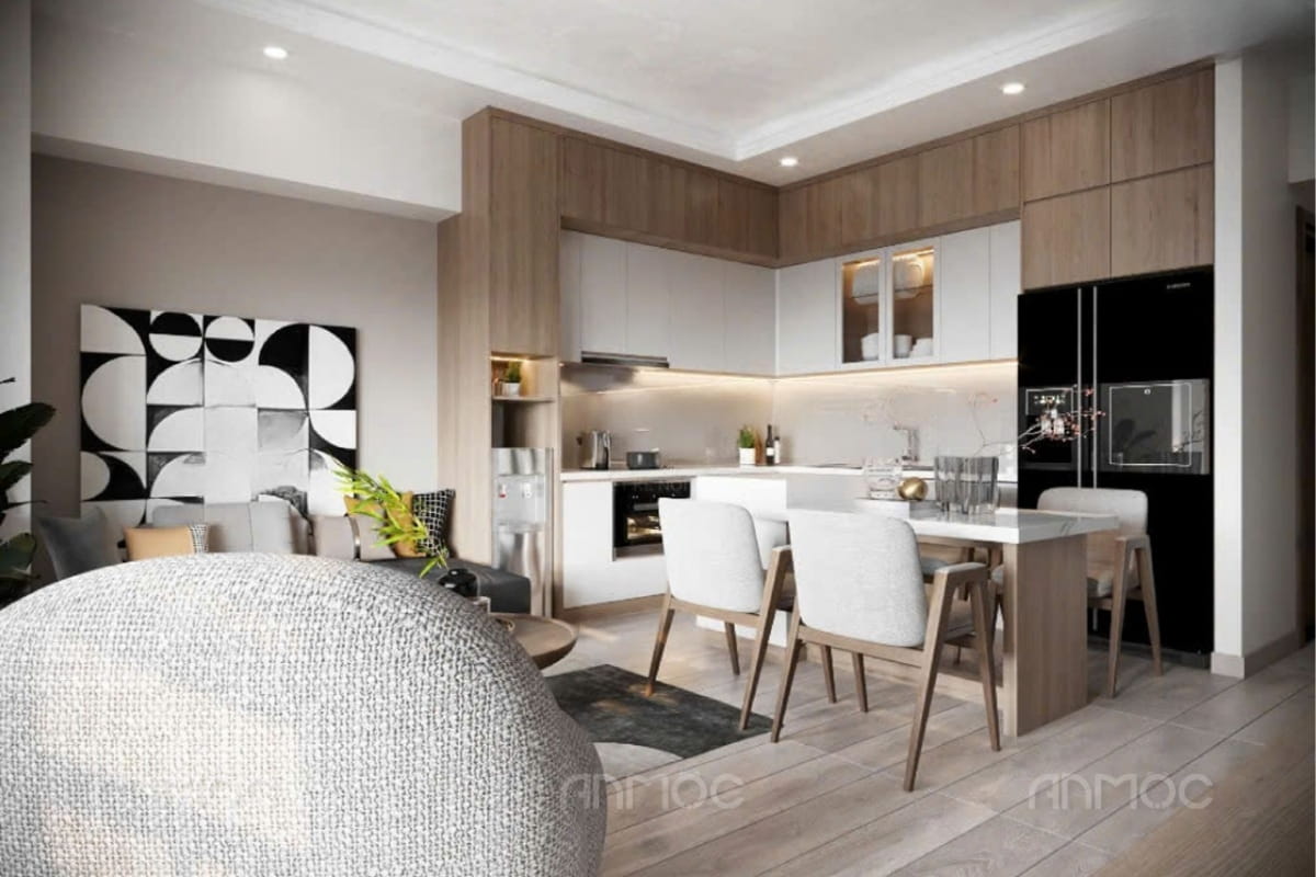 Thiết kế phòng bếp chung cư 50m2 thông minh hiện đại