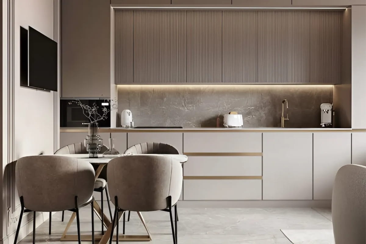 Phòng bếp phong cách tối giản, phù hợp với căn hộ có diện tích hạn chế