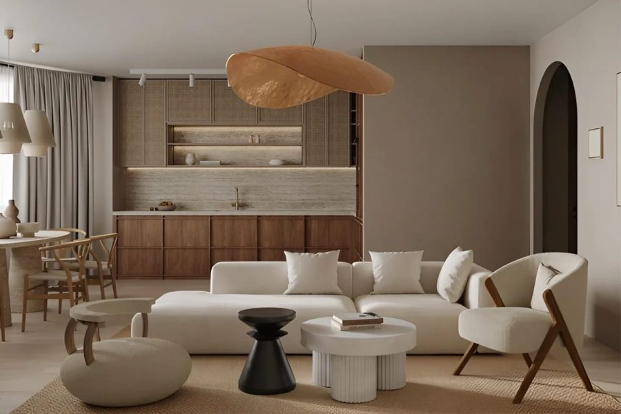 Phong cách thiết kế chung cư 100m2 Wabi Sabi với vẻ đẹp mộc mạc và tự nhiên