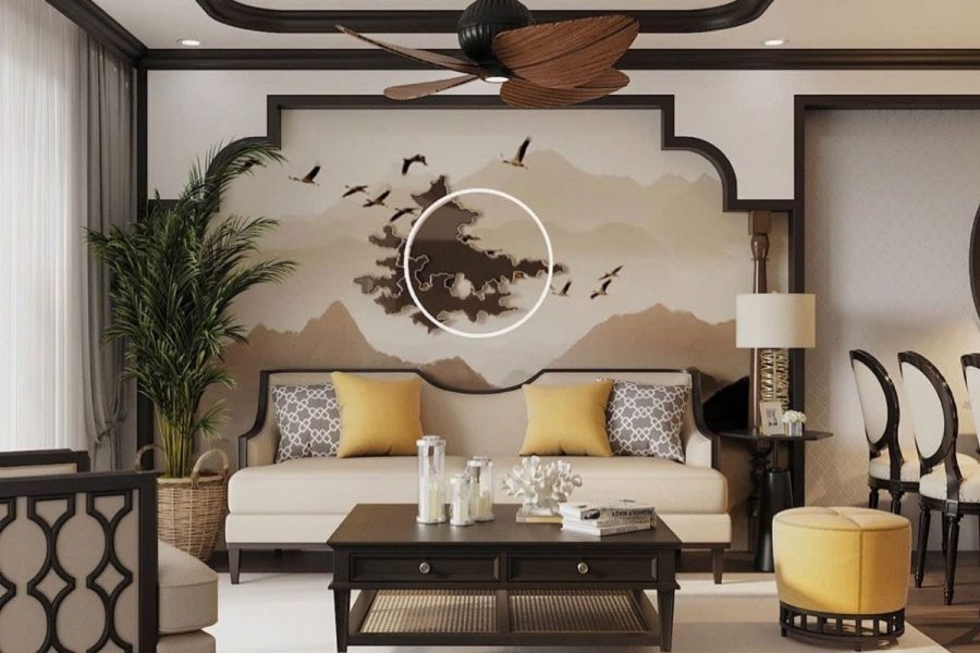 Thết kế nội thất căn hộ 90m2 phong cách Indochine ấm áp mà ấn tượng