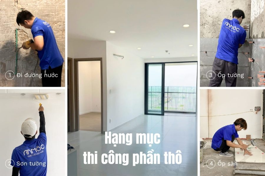 Các hạng mục thi công phần thô thường có