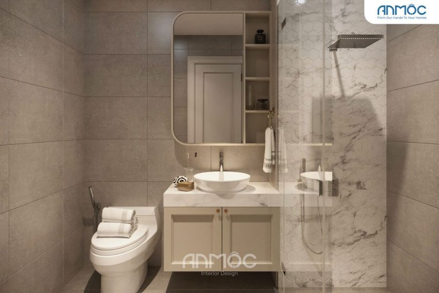 Nhà vệ sinh đơn giản mà hiện đại với các chi tiết bằng đá cao cấp...