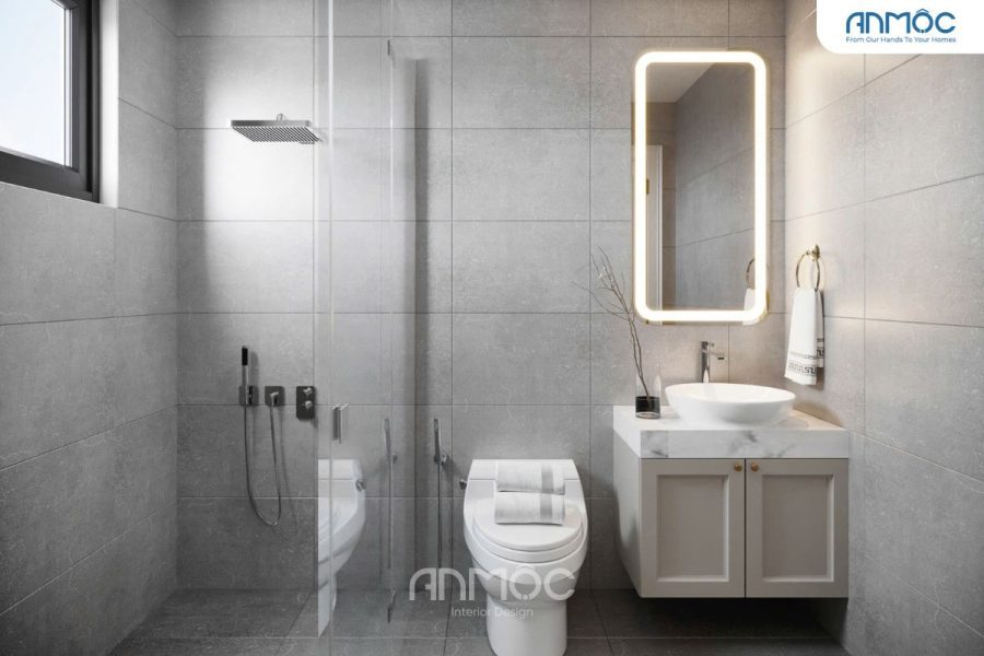 Phòng tắm nhỏ gọn liền kề phòng ngủ bé