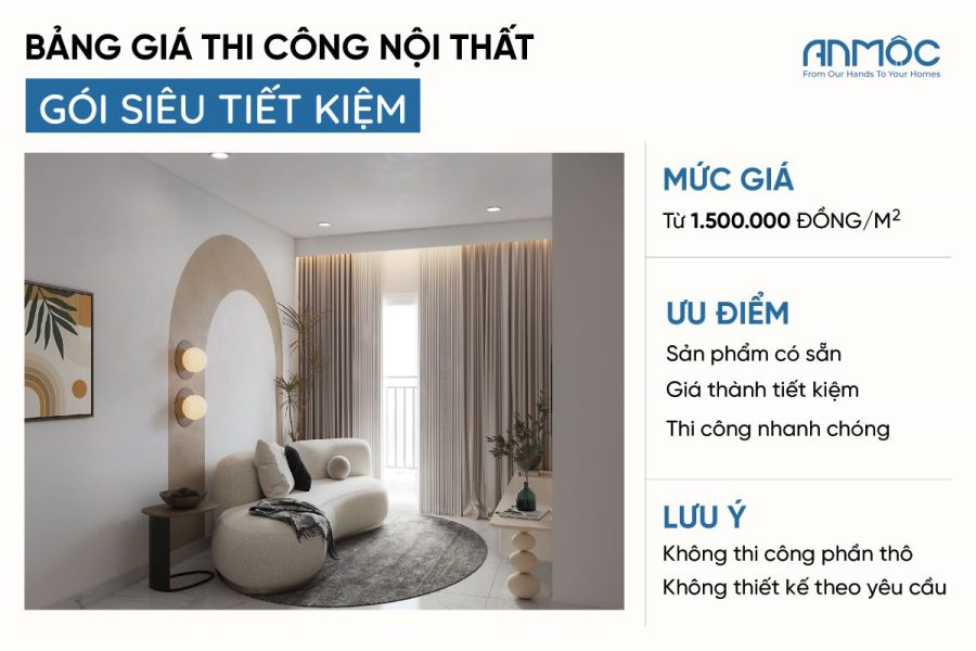 Bảng giá thi công nội thất gói siêu tiết kiệm