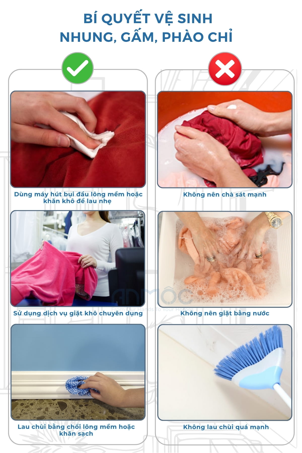 Bí quyết vệ sinh nhung, gấm, phào chỉ đúng cách