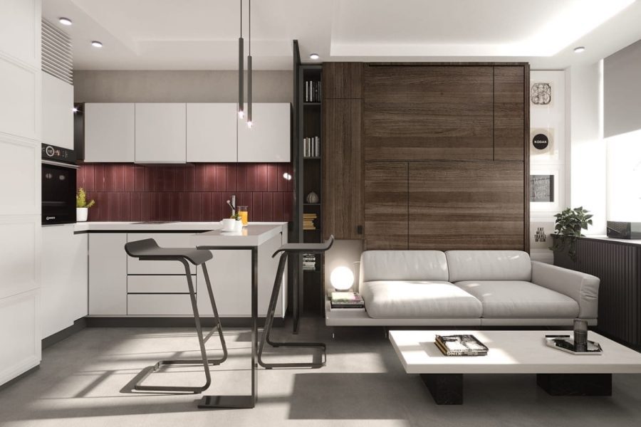 Mẫu thiết kế nội thất chung cư 30m2 đơn giản, tiện nghi