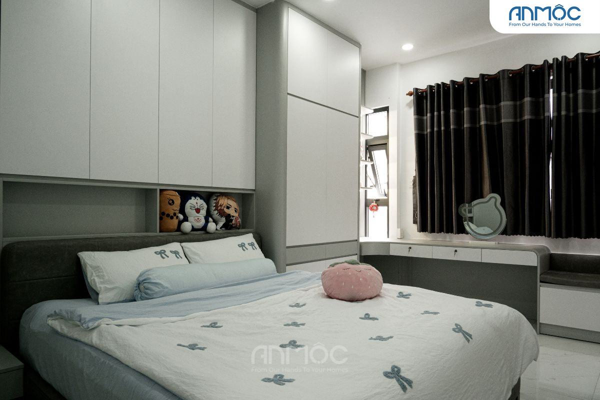 Hoàn thiện thi công nội thất phòng ngủ nhà phố 20m2, quận 8