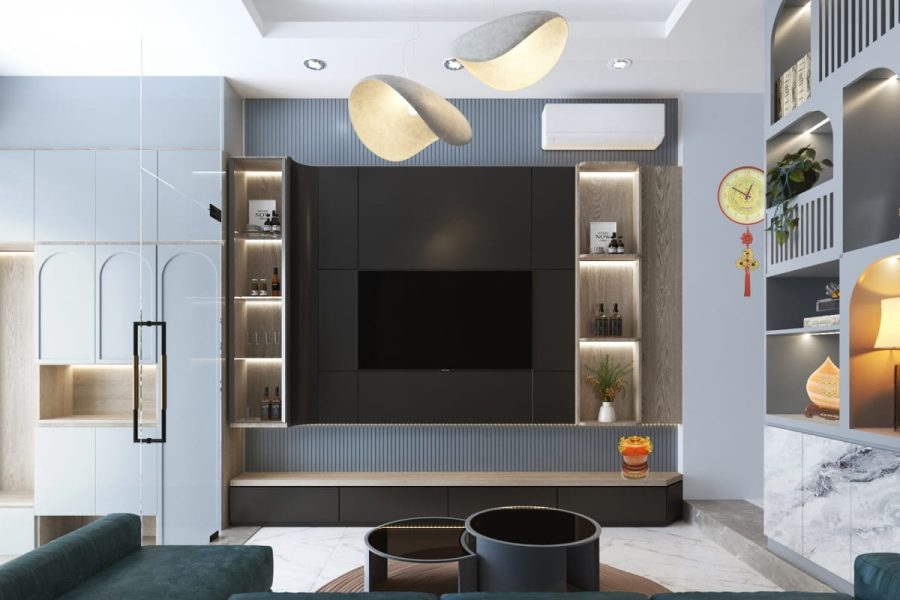 Nội thất phòng khách góc nhìn từ ghế sofa