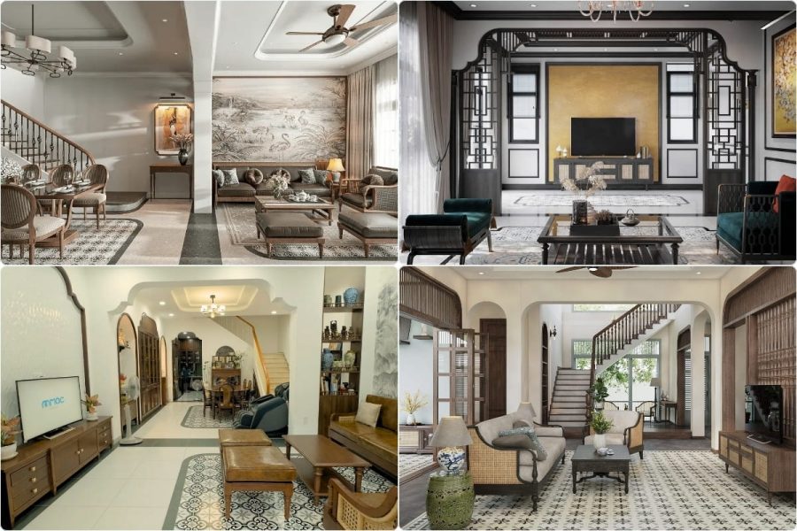 Nội thất phòng khách nhà phố Indochine