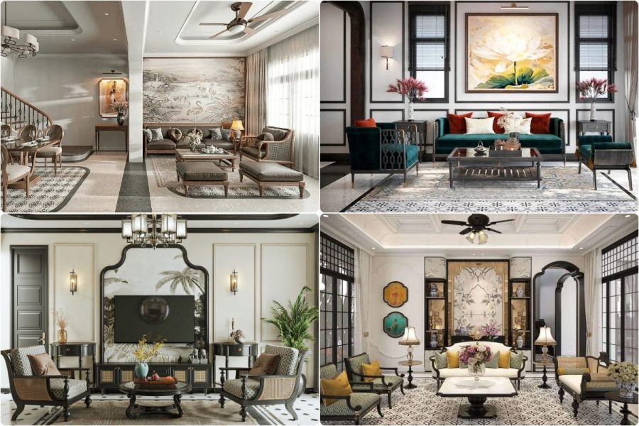 Nội thất phòng khách nhà phố Indochine