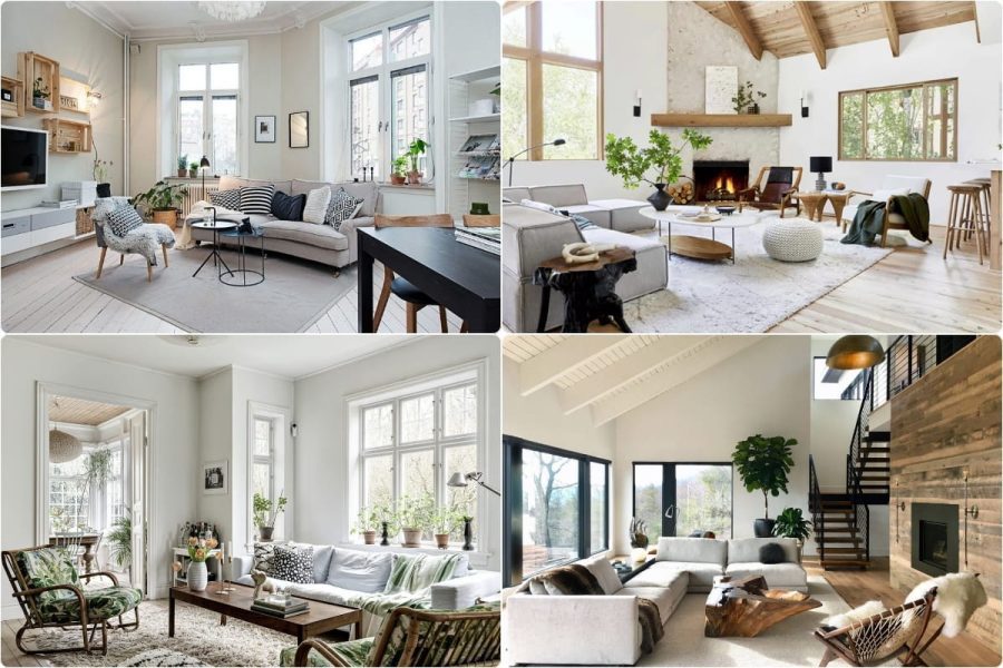 Nội thất phòng khách nhà phố Scandinavian