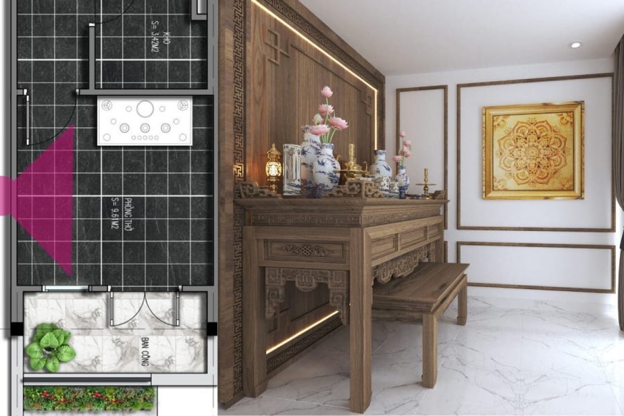Nội thất phòng thờ tầng 3