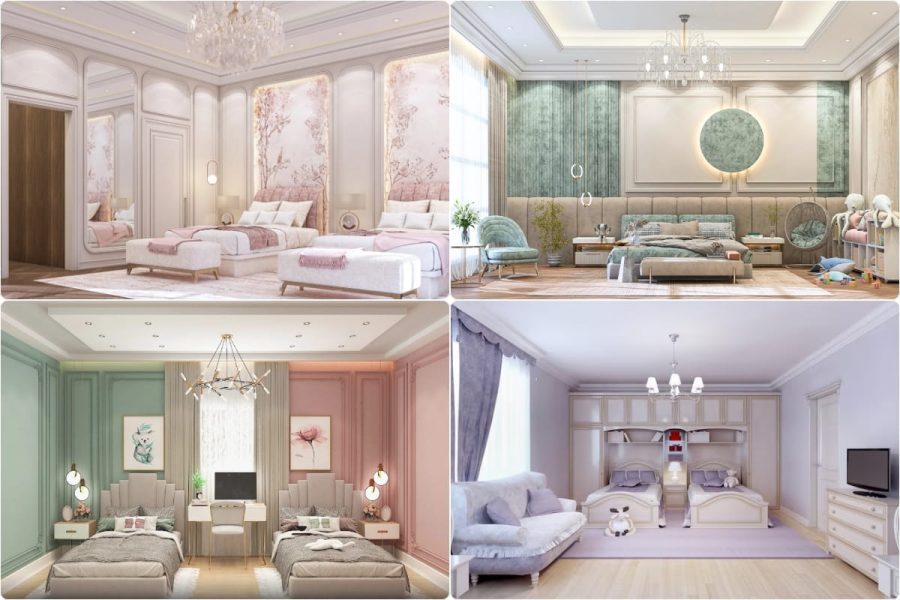 Xu hướng thiết kế nội thất phòng ngủ cho bé nhà phố tân cổ điển