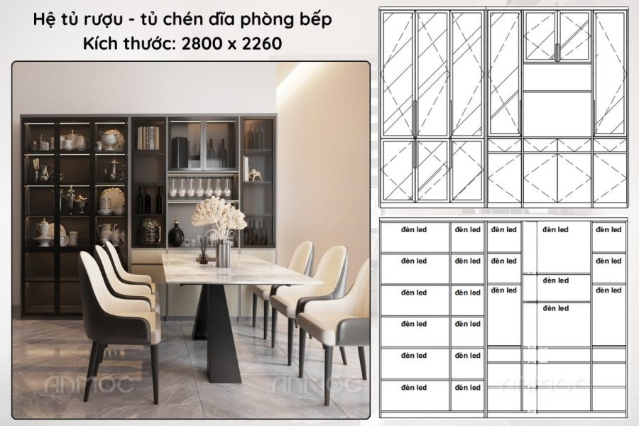 Hệ tủ rượu-tủ chén dĩa