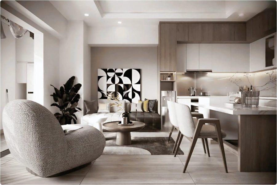 Thiết kế nội thất chung cư 2 phòng ngủ