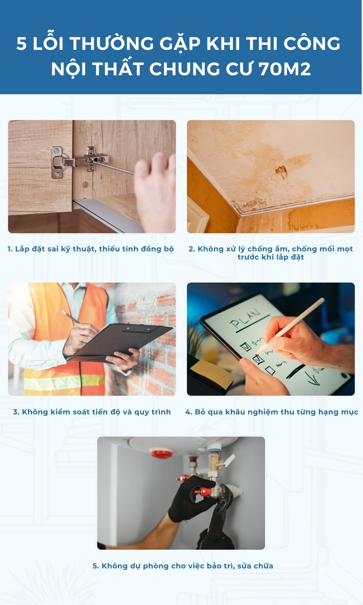 5 lỗi thường gặp khi thi công nội thất chung cư 70m2