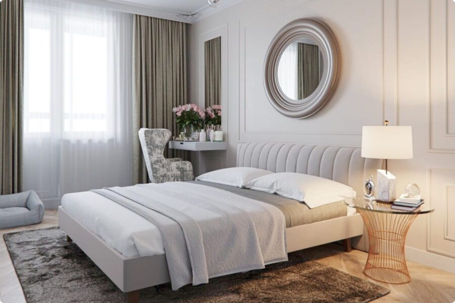 Mẫu thi công phòng ngủ chung cư 70m2 phong cách tân cổ điển