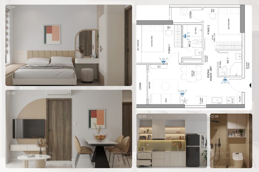 Thiết kế nội thất chung cư Vinhomes Grand Park 55m2 phong cách hiện đại