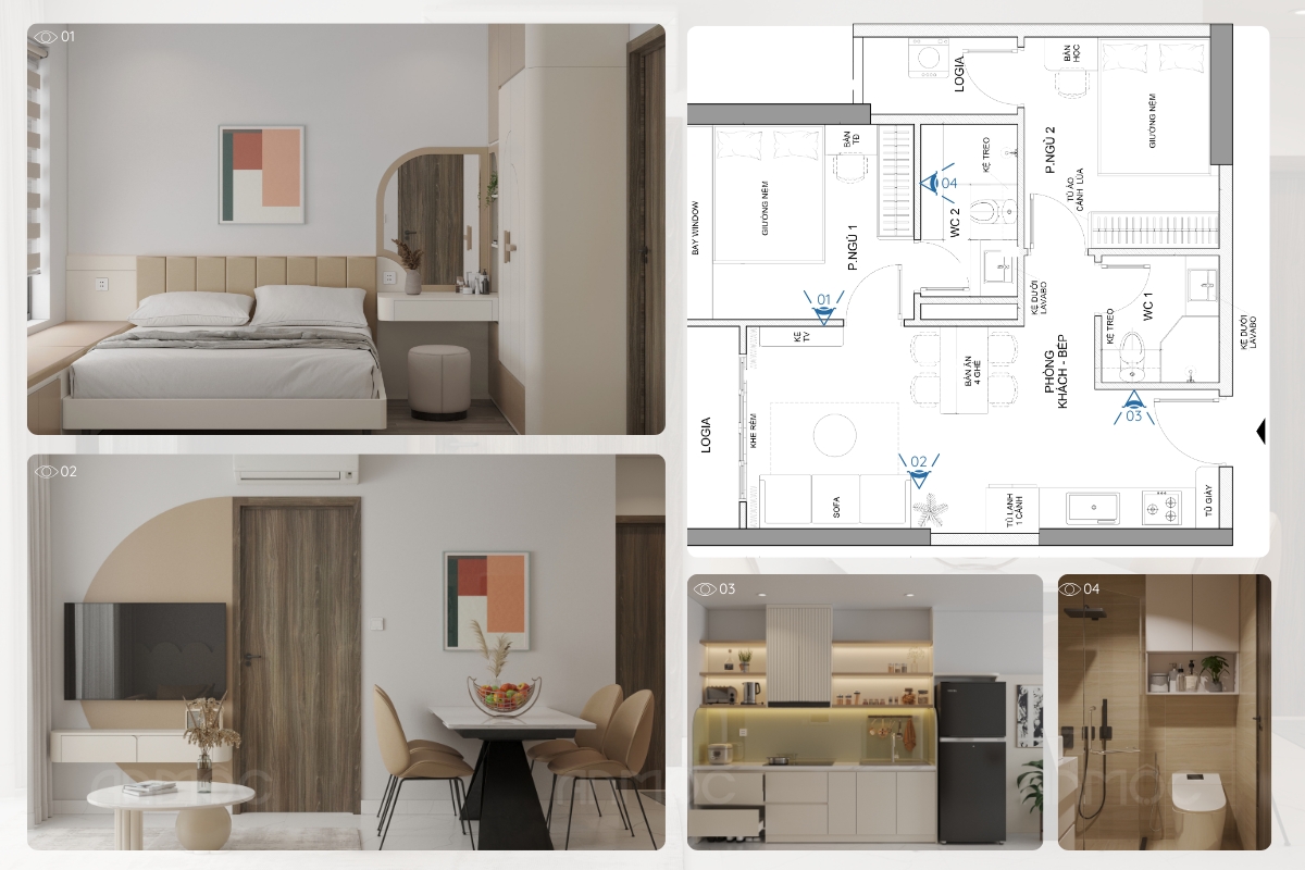 Thiết kế nội thất chung cư Vinhomes Grand Park 55m2 phong cách hiện đại