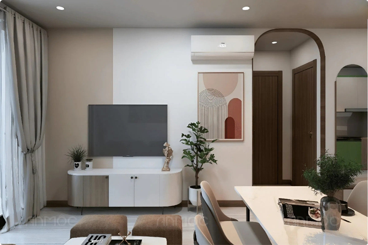 BST 10+ Mẫu Thiết Kế Nội Thất Chung Cư Bcons Đẹp Như Mơ 2025 160 Không gian mở liền mạch giữa phòng khách và bếp phù hợp với lối sống của vợ chồng trẻ
