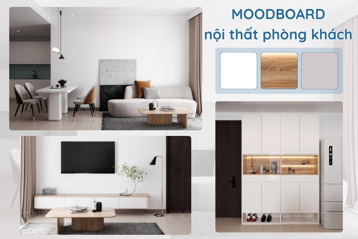 Thiết kế nội thất chung cư The Glory 60m2 51 Moodboard thiết kế nội thất phòng khách chung cư The Glory phong cách hiện đại, tinh tế