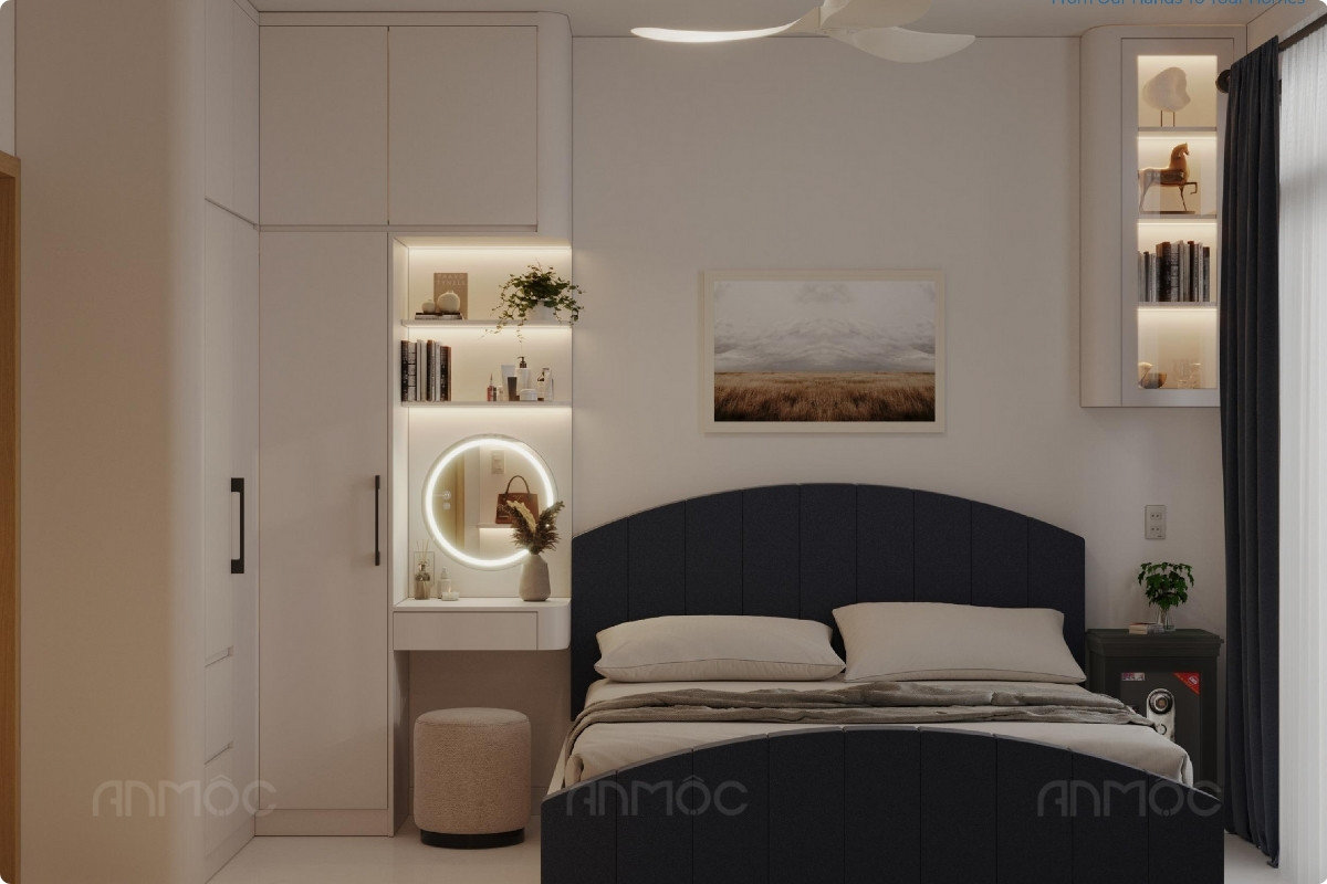 Phòng ngủ master-thiết kế nội thất chung cư Asiana Capella 66m2