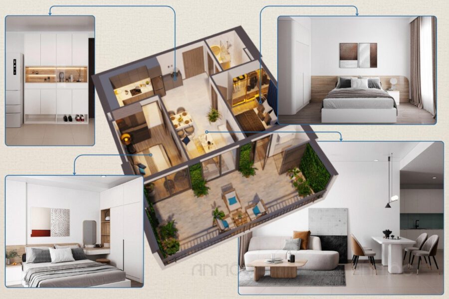 Tổng quan không gian thiết kế nội thất chung cư The Glory 60m2 hiện đại, sang trọng và tiện nghi