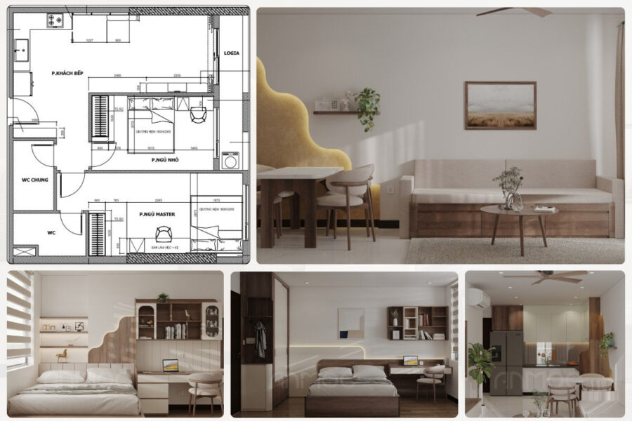 Tổng quan mặt bằng và không gian nội thất căn hộ Skyview với bố cục hiện đại, tối ưu công năng