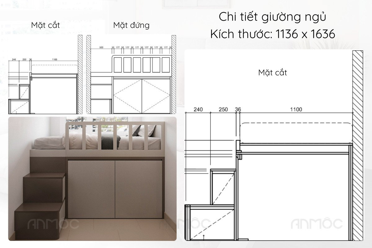 Thiết Kế Nội Thất Phòng Ngủ Chung Cư Riviera Point Tower 5 42 Giường ngủ phòng ngủ nhỏ với thiết kế tối giản, màu sắc hài hòa và đường nét tinh gọn