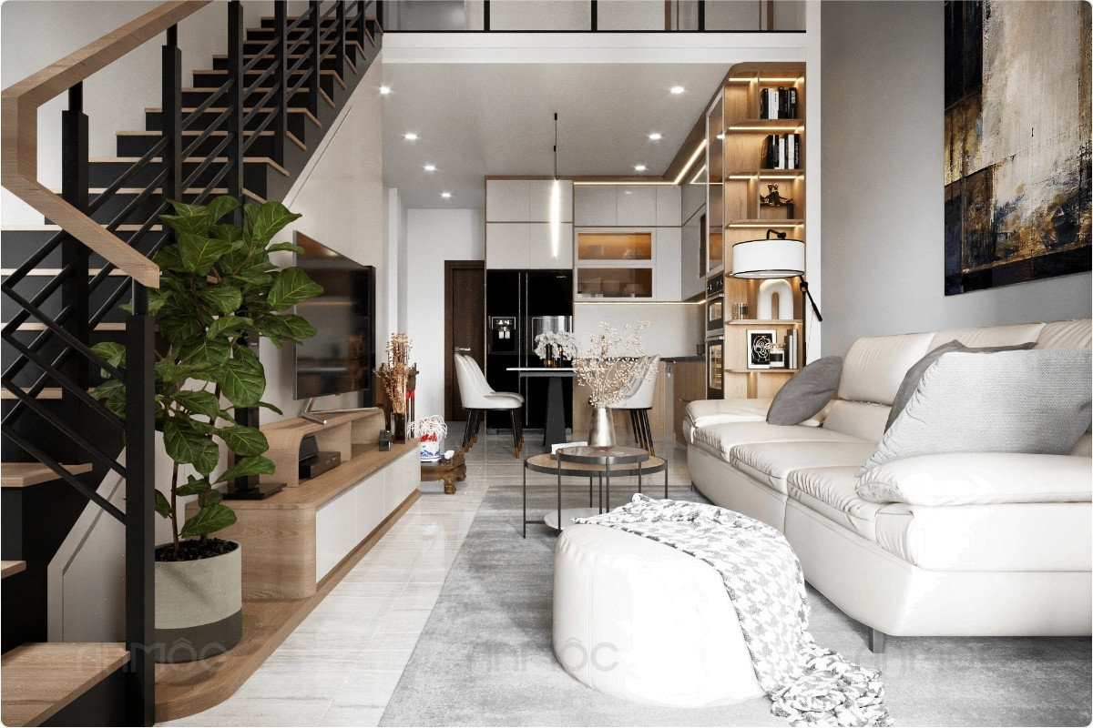 21+ Mẫu Thiết Kế Nội Thất Nhà Phố Đẹp Không Thể Bỏ Qua 2026 2995 Không gian mở, kết nối phòng khách và bếp, tạo cảm giác rộng rãi, thông thoáng