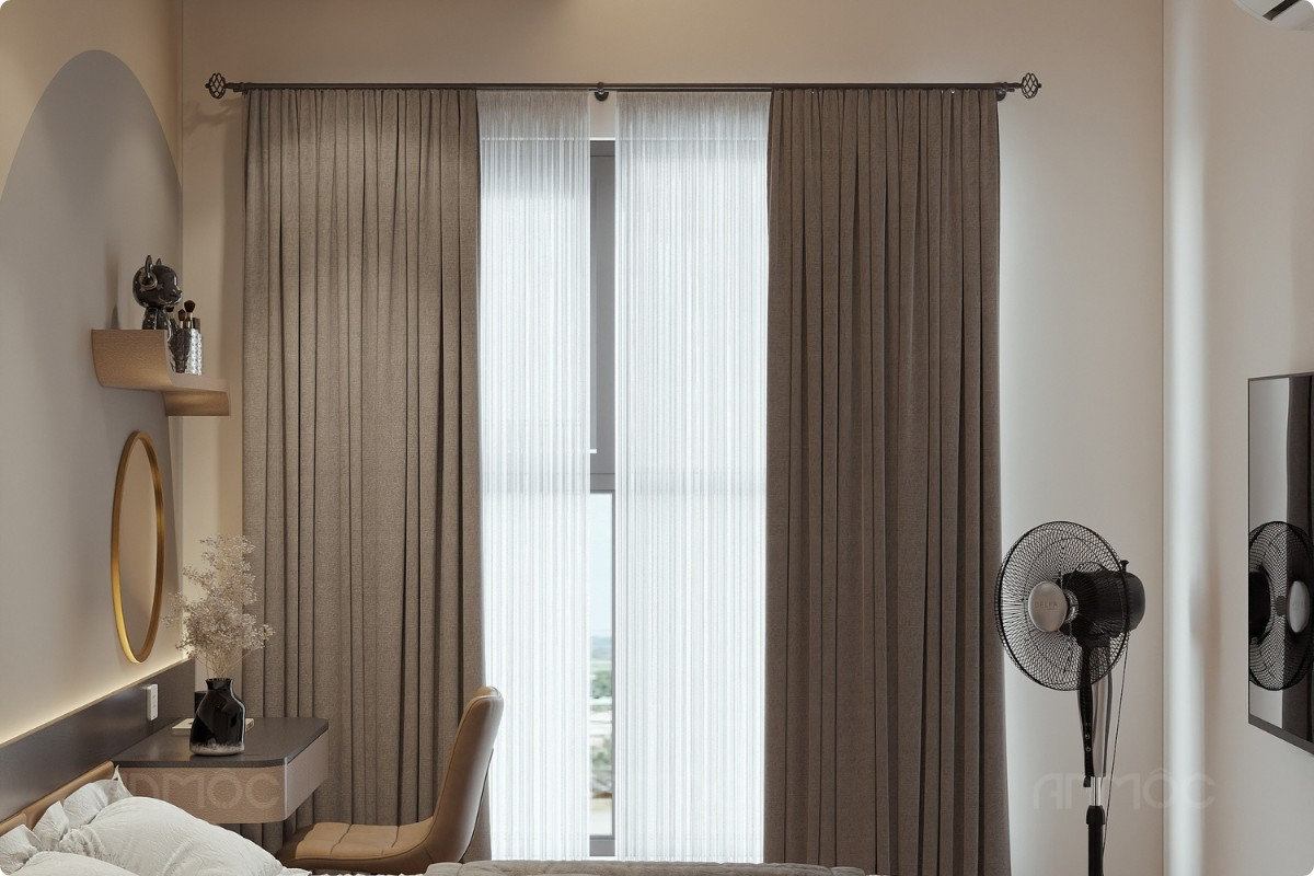 Phòng ngủ master, Thiết kế nội thất chung cư Swanbay 52m2