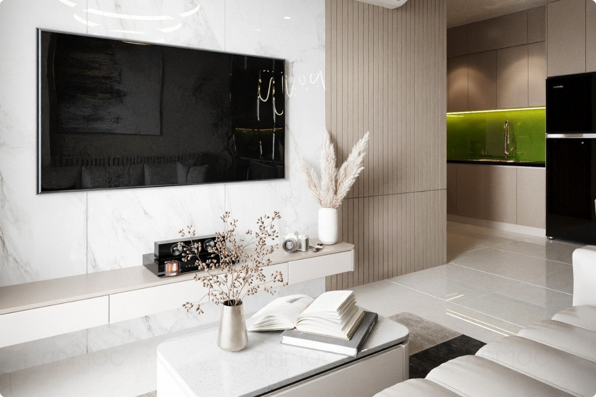 Góc nhìn từ phòng khách ra phòng bếp