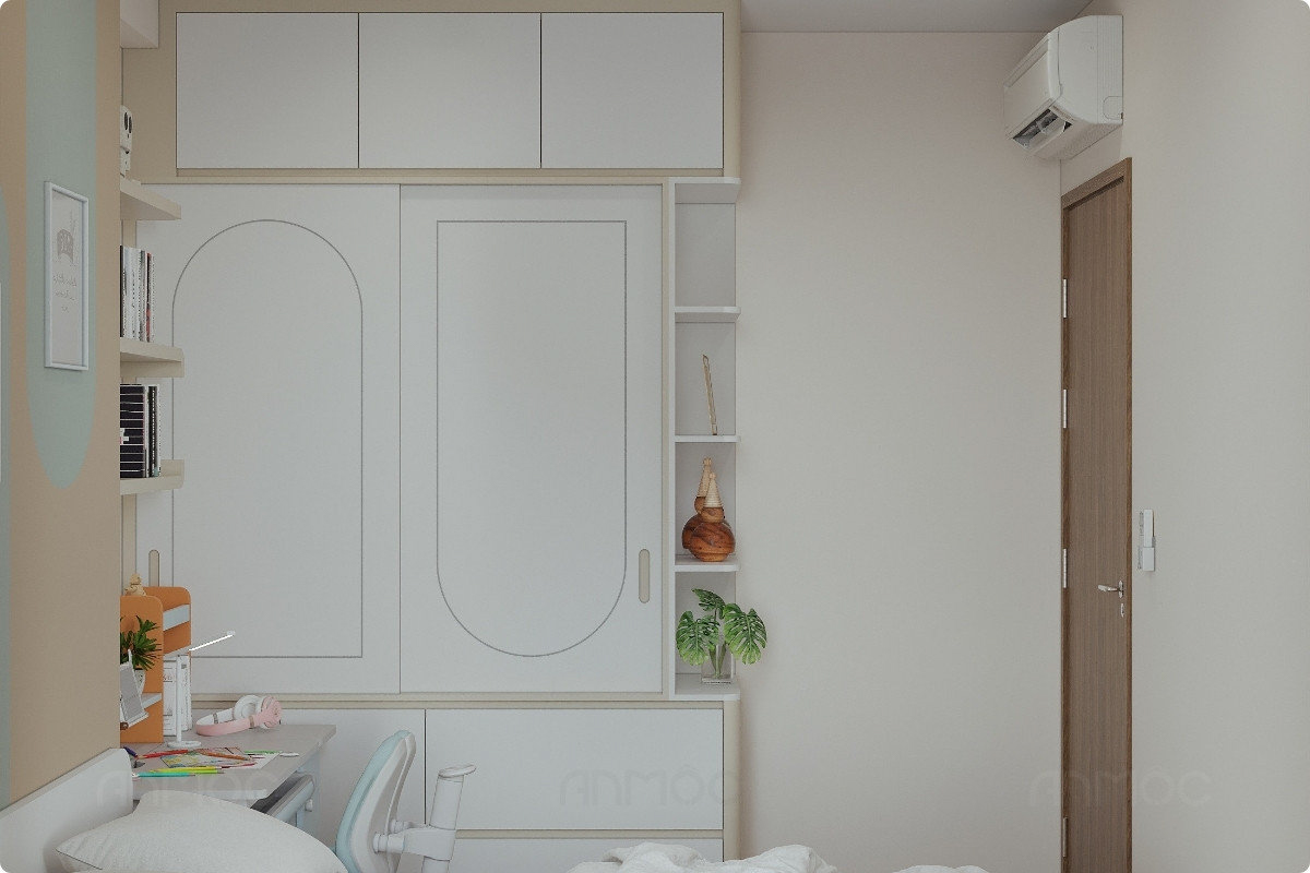 Hệ tủ quần áo kịch trần kết hợp kệ tận dụng tối đa diện tích lưu trữ