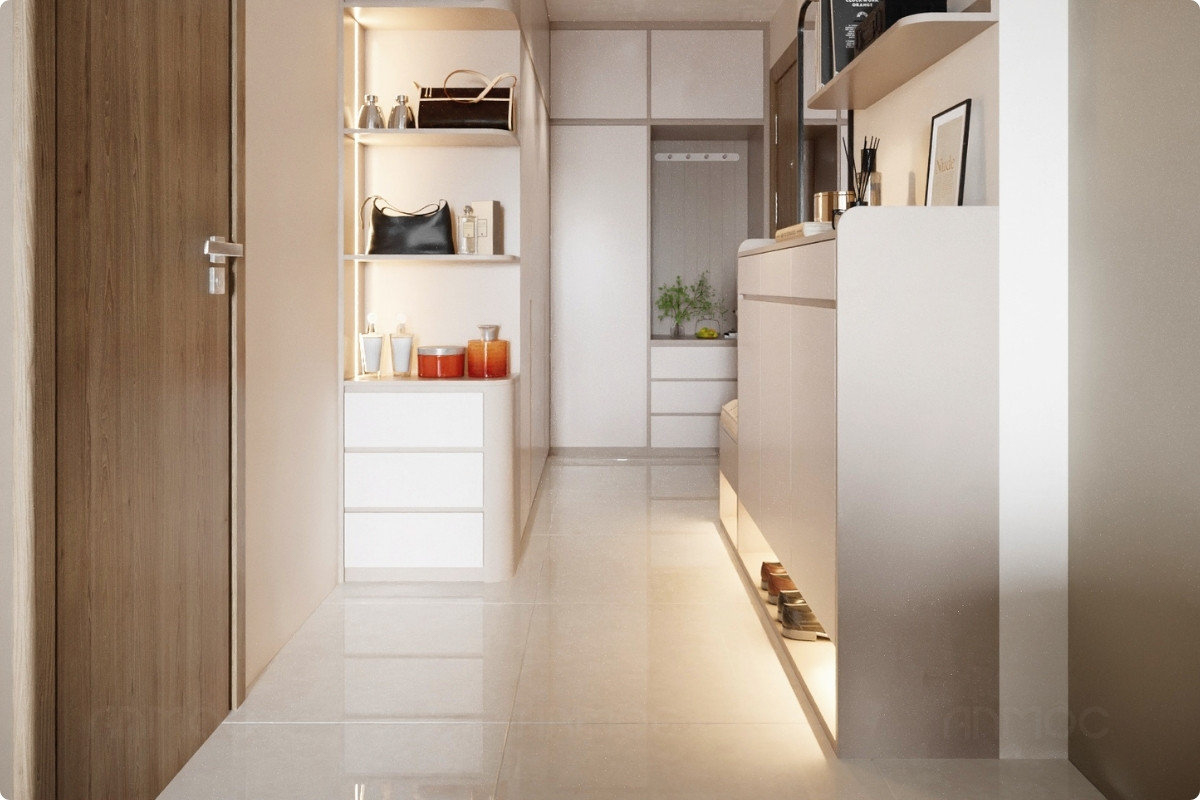 Kệ trang trí được thiết kế tinh gọn, tối ưu diện tích