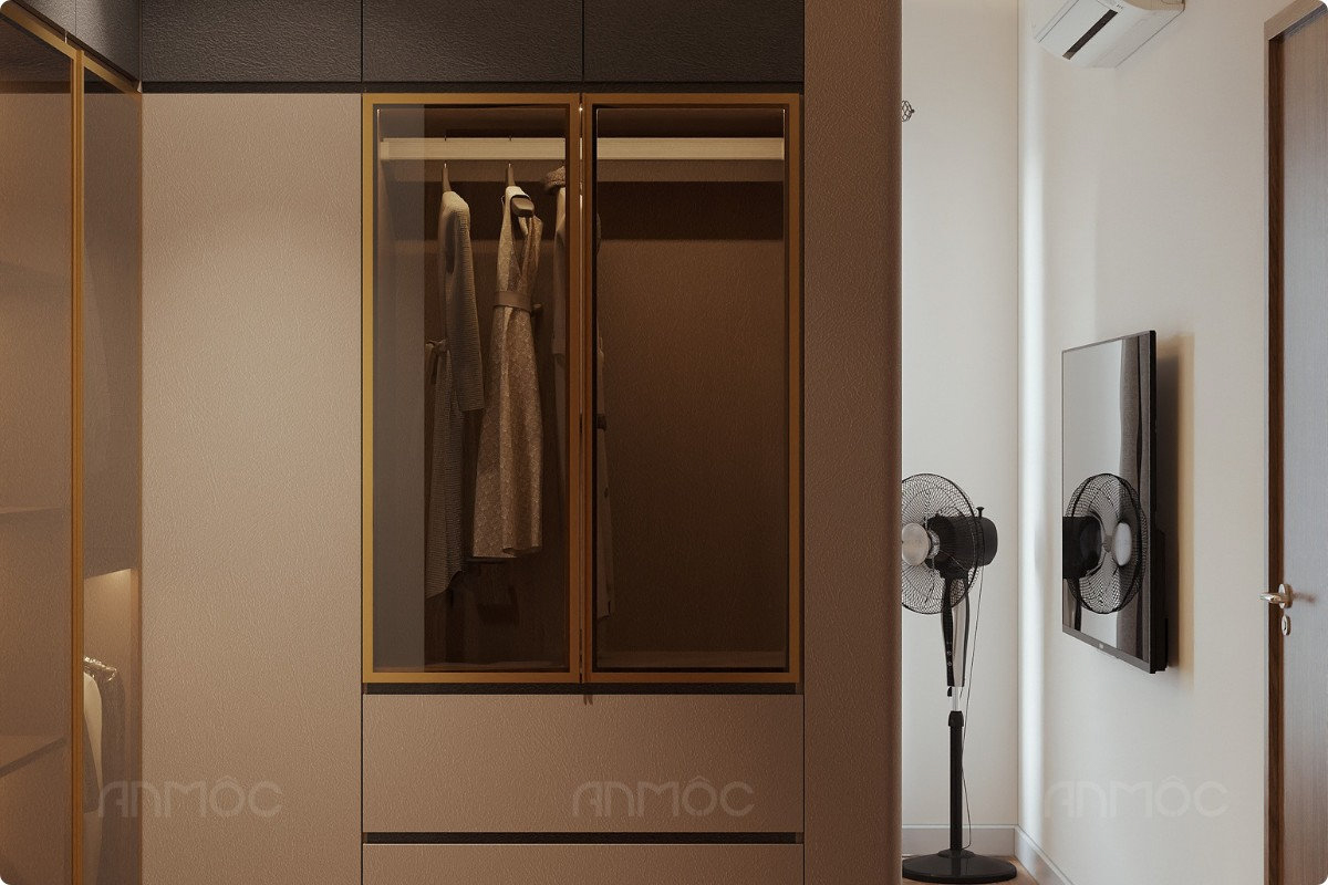 Phòng ngủ master, Thiết kế nội thất chung cư Swanbay 52m2