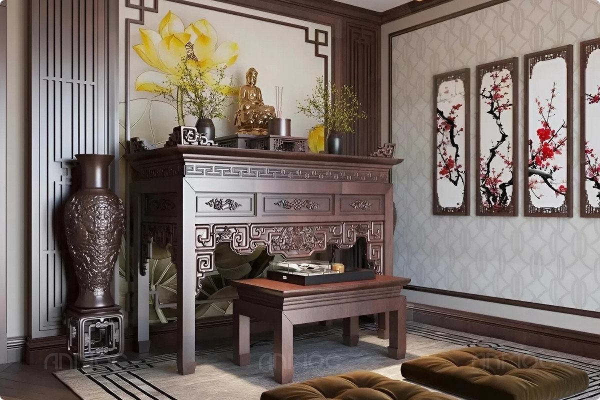 5+ Cách Trang Trí Bàn Thờ Ngày Tết Đẹp, Chuẩn Phong Thuỷ 2026 76 Quy tắc cơ bản về bố cục khi trang trí bàn thờ ngày Tết giúp không gian trở nên đù đầy, hài hoà và ấm cúng