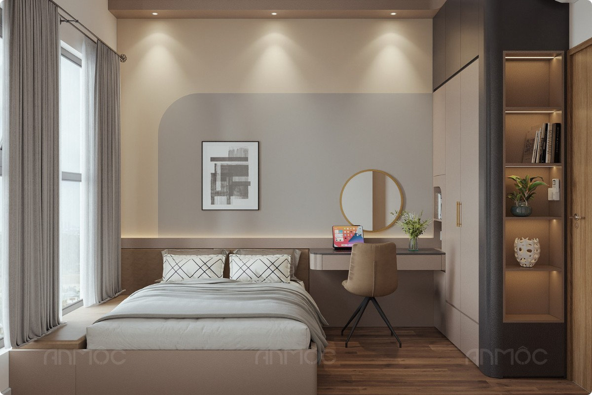 Phòng ngủ nhỏ, Thiết kế nội thất chung cư Swanbay 52m2