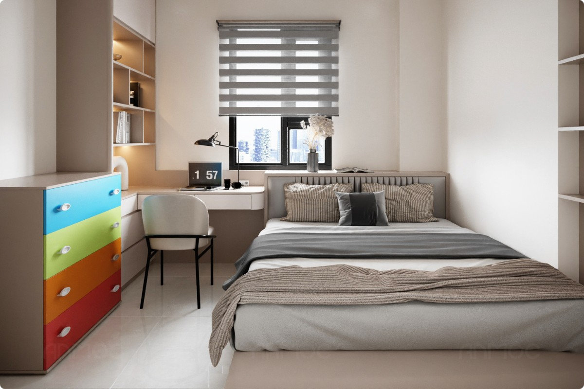 Tổng thể không gian phòng ngủ master căn hộ Greenfield 68m2