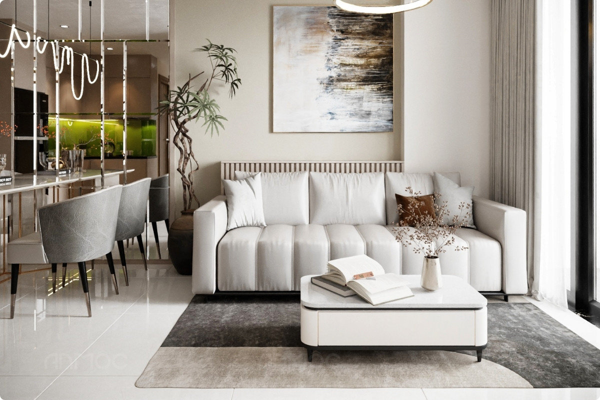 Tổng thể phòng khách chung cư Greenfield 68m2