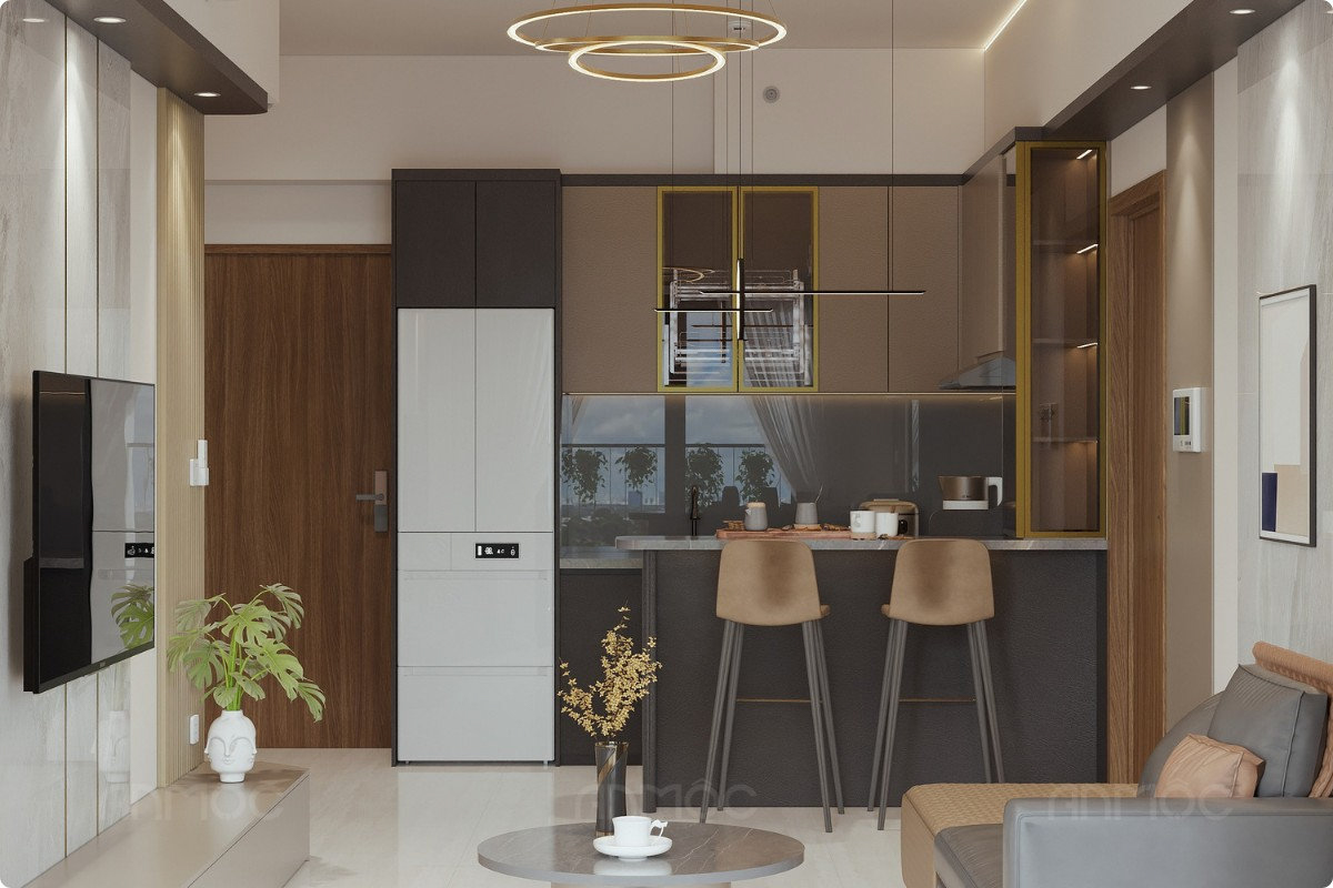 Phòng bếp, Thiết kế nội thất chung cư Swanbay 52m2