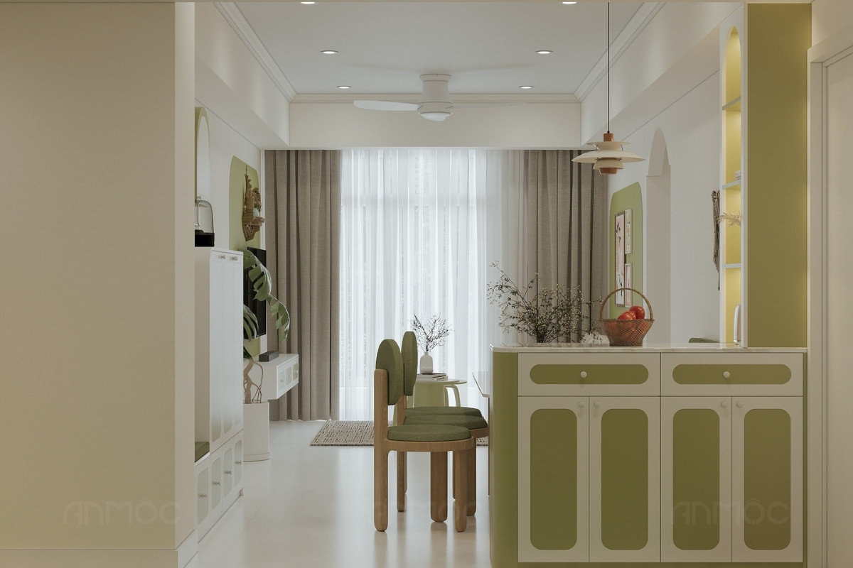 Huong nhin tu phong bep ra phong khach An Moc