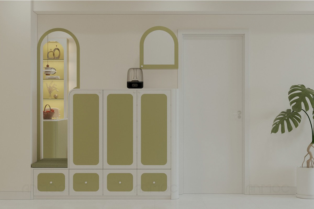 Kệ tủ giày kết hợp gương trong phòng khách