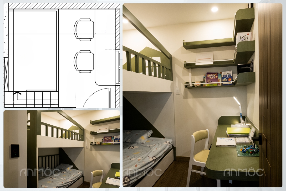 Thi công nội thất phòng ngủ nhỏ chung cư cư Bcons Green Topaz 51m2 - A1411