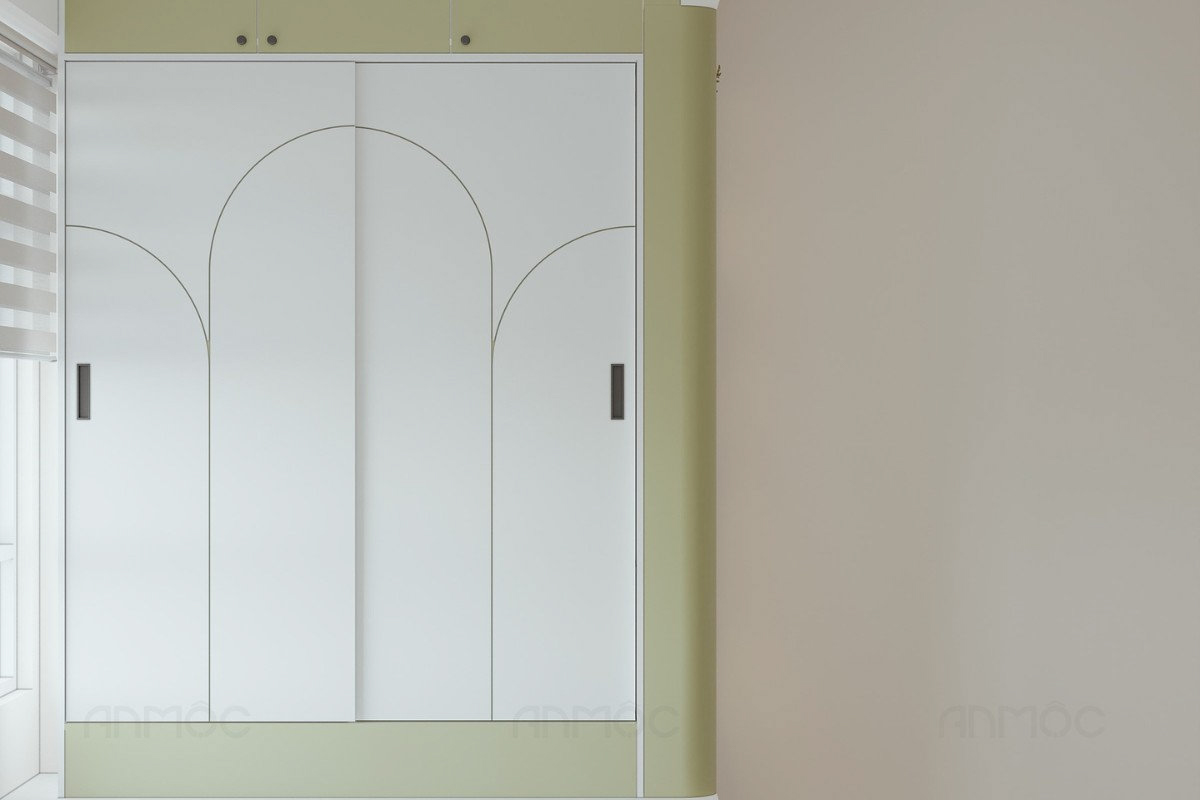 Tủ quần áo được đặt đối diện giường master