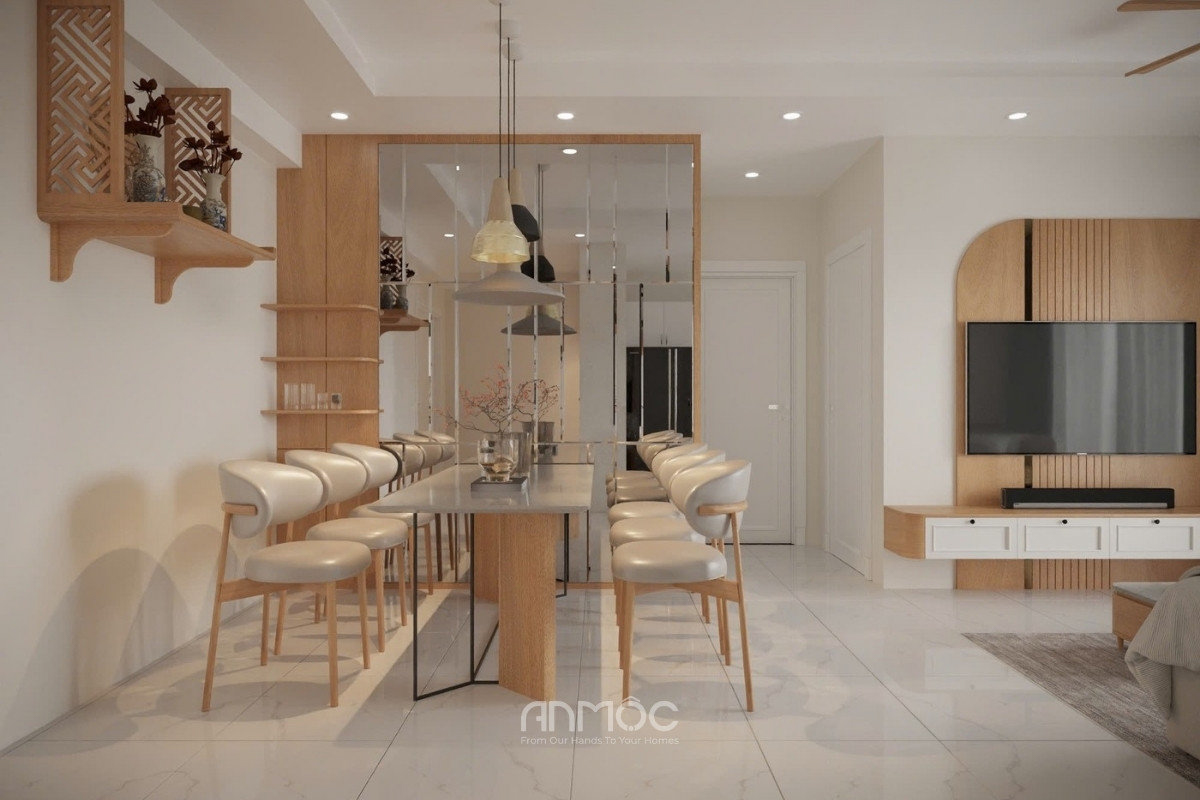 Bàn ăn thiết kế hiện đại và tiết kiệm diện tích không gian