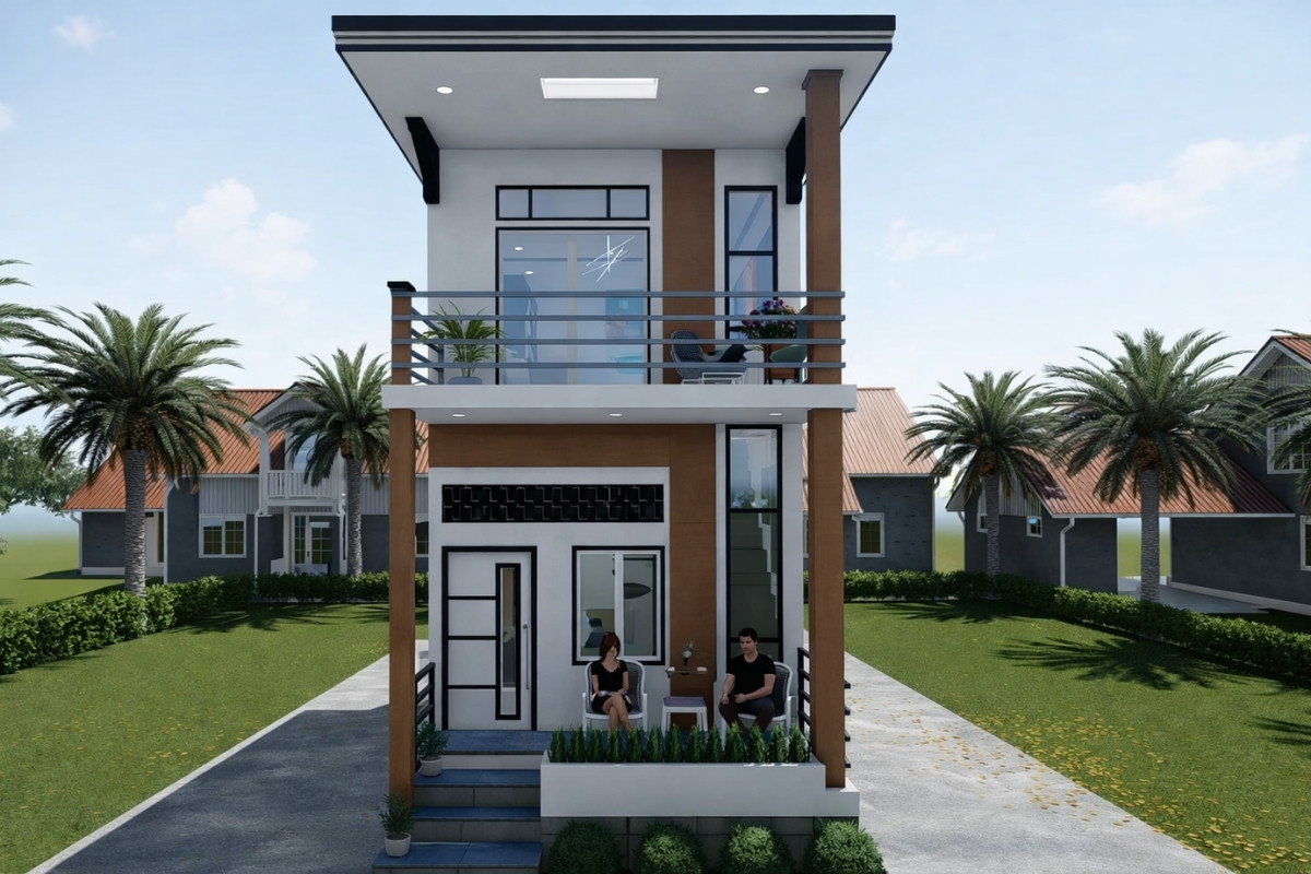 Các mẫu nhà ống 2 tầng đẹp mái bằng