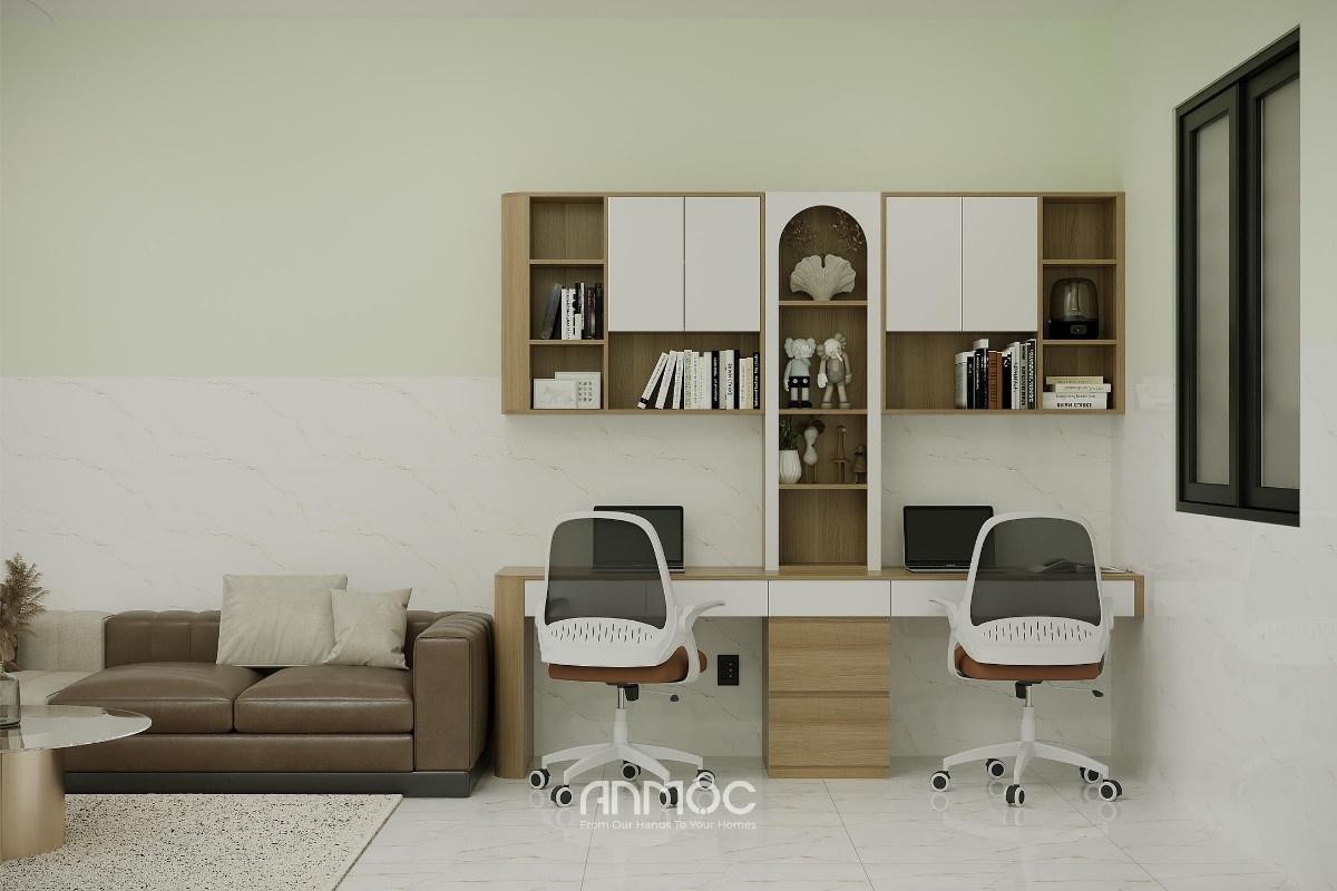Góc học tập và làm việc tiện nghi, đáp ứng được nhu cầu của gia chủ