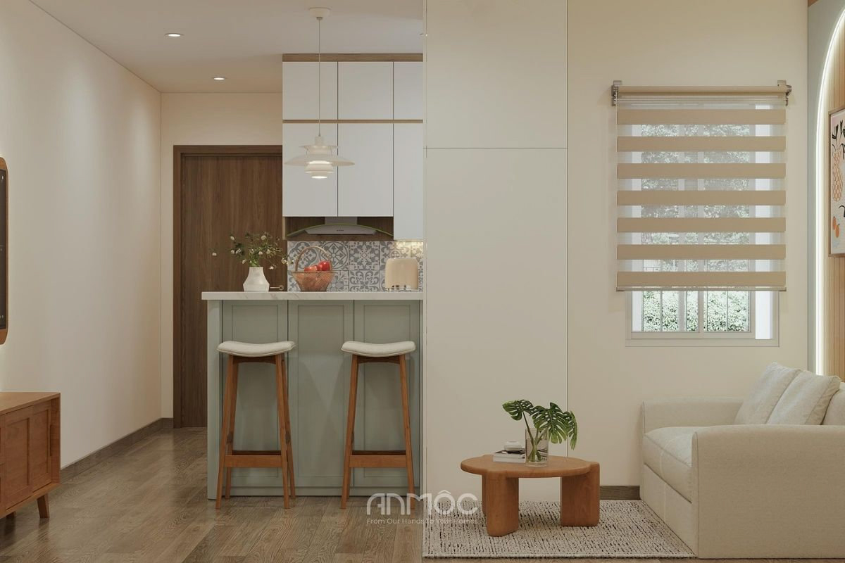 Góc nhìn từ phòng khách ra phòng bếp